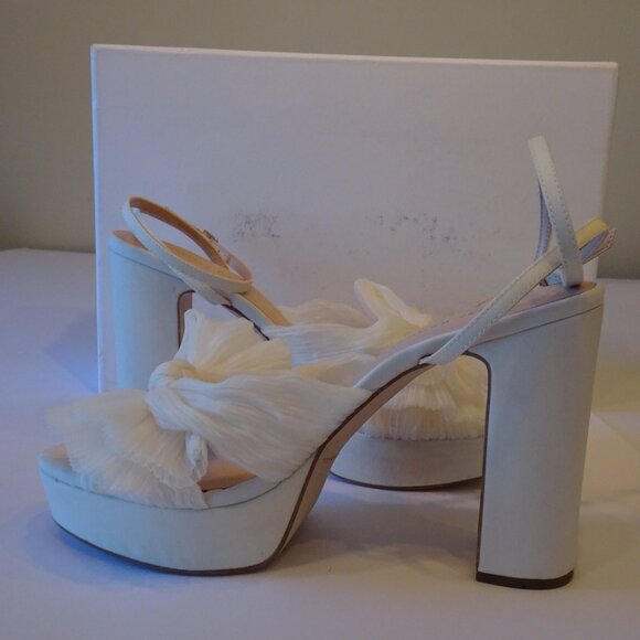 Loeffler Randall Pearl Platform Bow Ankle Strap Sandals Sz 8 NWOB 698 IRRG - Picture 4 of 11